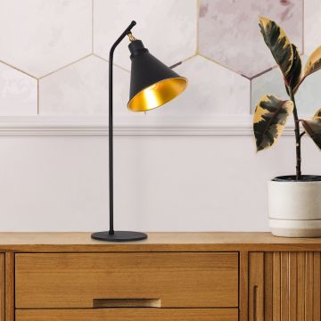 Moderne Decoratieve Tafellamp | Zwart Goud | 28x50 cm | Metalen Behuizing