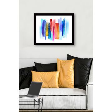 Merveilleuse peinture multicolore encadrée en MDF - 41 x 56 cm