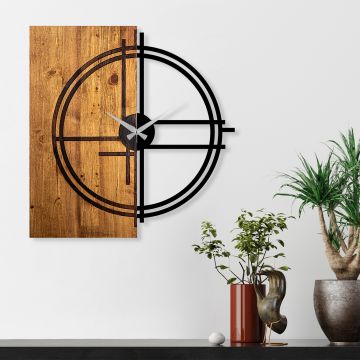 Enchanteresse Horloge murale Tanelorn | 100% bois/métal | Noyer clair Noir