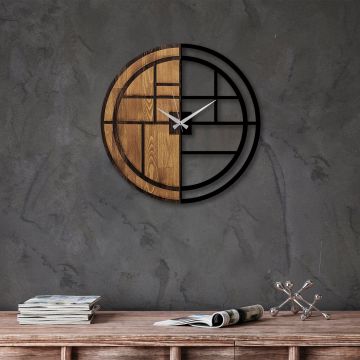 Tanelorn Horloge murale décorative en bois | 100% bois/métal | 56x56x3cm | Noyer noir