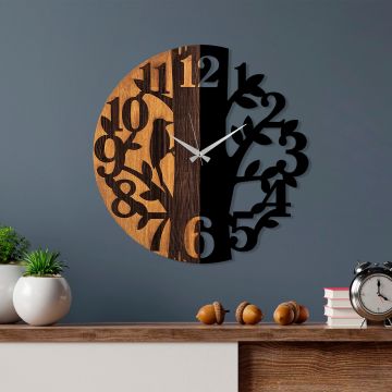 Horloge murale en bois Tanelorn | 56cm de diamètre | Noyer noir