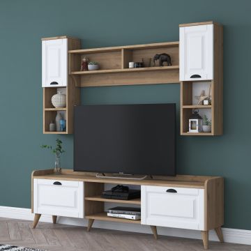 TV-meubel Wren | Melamine coating | 18 mm dik | Wit notenhout