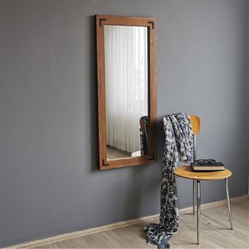 Locelso Spiegel | 100% Pijnboomhout | 50x110cm | Wandmontage | Notenhout