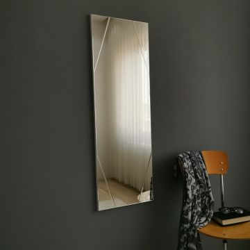 Miroir Locelso | 100% MDF | 35x105cm | Fixation murale | Argenté