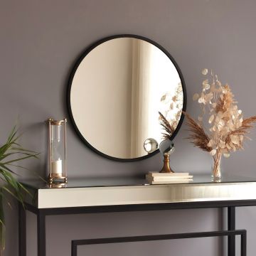 Locelso Miroir en métal | 60x60 cm | Noir