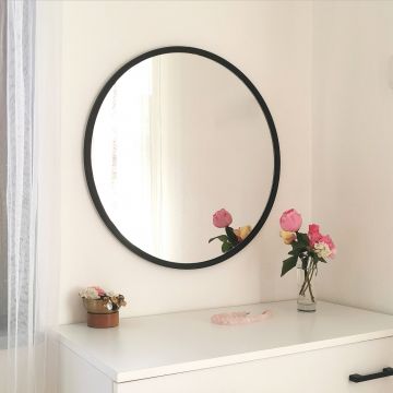 Locelso Miroir en métal | 60x60x2 | Noir