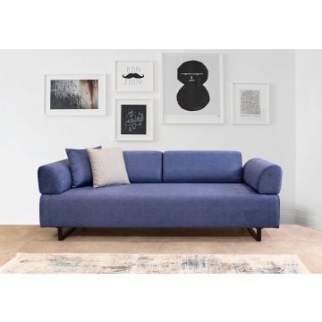 3-zits slaapbank | Comfort en mode | Beukenhouten frame | Blauwe kleur