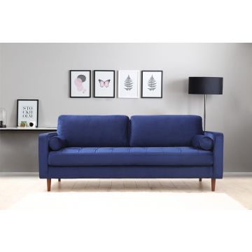 Comfortabele en stijlvolle 3-zitsbank | marineblauw | 215cm lengte | beukenhouten frame