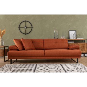 3-zits slaapbank | Comfortabel en stijlvol | Beukenhouten frame | Oranje kleur