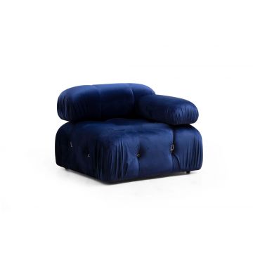 Modular Del Sofa : Canapé bleu 1 place - Structure en bois de hêtre, tissu polyester