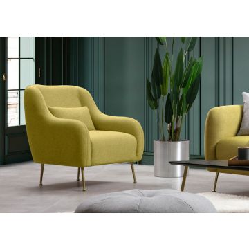 Stijlvolle Wing Chair | Modern Ontwerp | Beukenhouten Frame | Gele Kleur