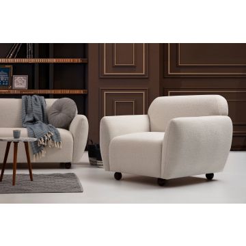 Artie Wing Chair | Beukenhout/Chipboard | Polyester Stof | Crèmekleur