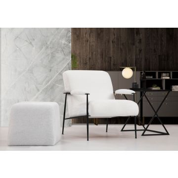 Artie Wing Chair | Beukenhouten Frame | Polyester Stof | 75x80x85 cm | Grijs Schuim en Veer | Verstelbare Rugleuning