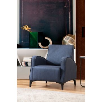 Atelier Del Sofa Wing Chair in Blauw met Beukenhouten Frame en Polyester Stof