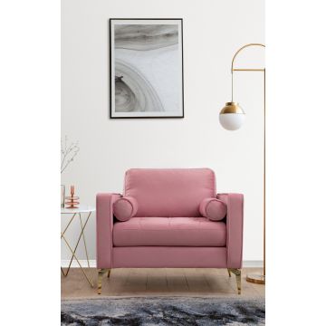 Atelier Del Sofa Wing Chair avec cadre en bois de hêtre et tissu en polyester Dusty Rose