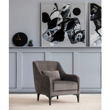 Del Sofa Wing Chair - Bois de hêtre/panneau - 100% Polyester - 60x81x72 cm