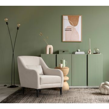 Atelier Wing Chair | Structure en bois de hêtre | Tissu 100% polyester | Ecru