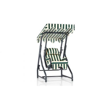Chaise balançoire de jardin Woody Fashion - Structure 100% métal, tissu facile à nettoyer, multicolore