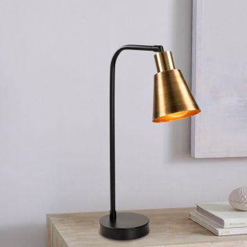 Tatum Tafellamp | 28x17cm | 52cm Hoogte | Zwart Vintage Kleur