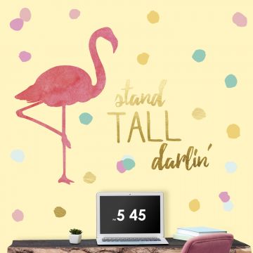 Muursticker Flamingo Stand Tall