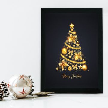 Peinture décorative de Noël encadrée en MDF | 24x29 cm | Impression UV | Antibactérienne | Multicolore