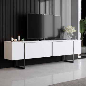 Woody Fashion TV-meubel | Melamine coating | Metalen poten | 180x30x50 cm | Wit