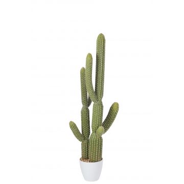 Cactus+pot plastic groen/melamine wit large