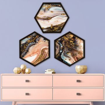 Set de peinture hexagonale encadrée | 35x35cm | Multicolore