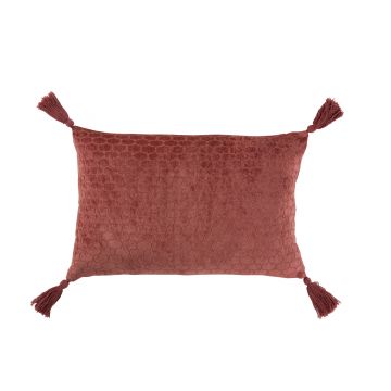 Coussin motifs rectangulaire coton terracotta rouge