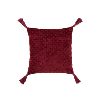 Coussin motifs coton rouge fonce
