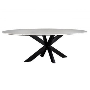 Table à manger Lexington ovale 230cm - blanc/noir 