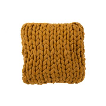 Coussin tricote acrylique ocre