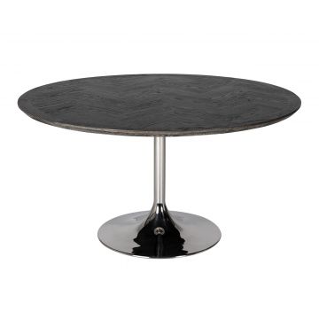 Eettafel Bony rond Ø140cm visgraatmotief - zwart/zilver