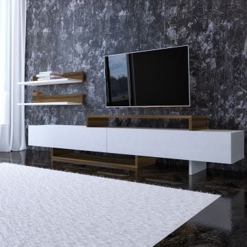Modern TV-meubel | 100% Gemelamineerd | Wit Teakhout