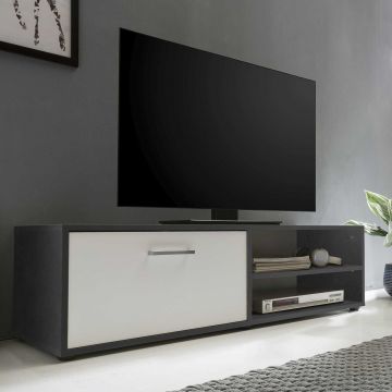 Tv-meubel Sami 1 deur 120cm - wit/grafietgrijs
