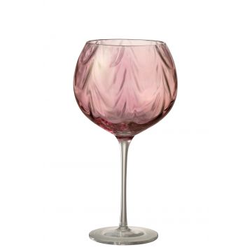 Wijnglas oneffen glas roze