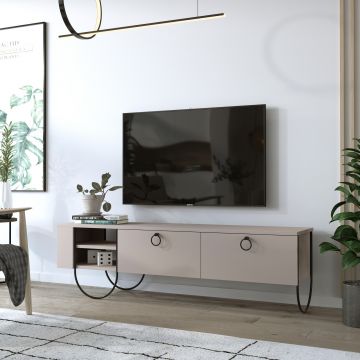 Woody Fashion TV-meubel | 100% Melamine Gecoat | Metalen Poten | Licht Mokka
