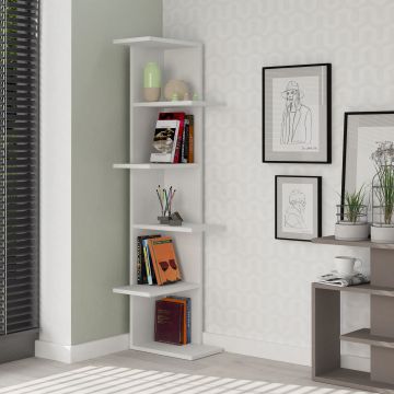 Woody Fashion Bookshelf | 100% Melamine Coated | White | 141x37x24 cm