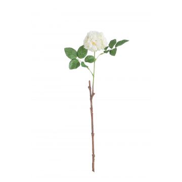 Rose sauvage 2 fleurs polyester blanc/vert