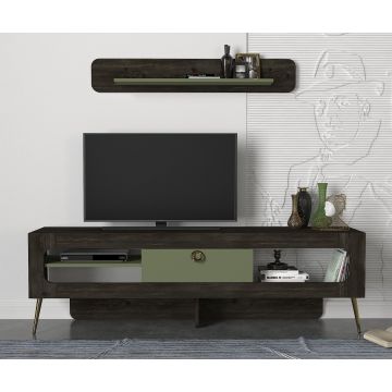 Talon TV-meubel | 100% Melamine Laag | 18mm Dikte | 180x55x31 | Zwart Groen