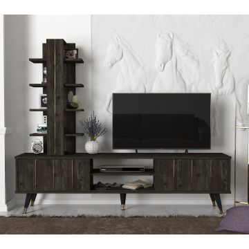 Tera Home TV-meubel | 18mm Dikte | Metalen Frame | 180 cm Breedte | Donker Bruin