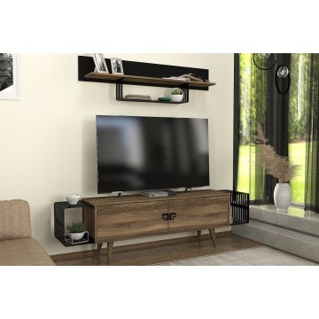 Tera Home TV-meubel | 100% Melamine Gecoat | 18mm Dik | Wandbevestigbaar | Walnoot Zwart