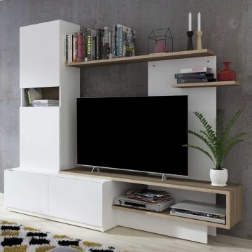 Tv-meubel Boris 200cm - wit/bruin