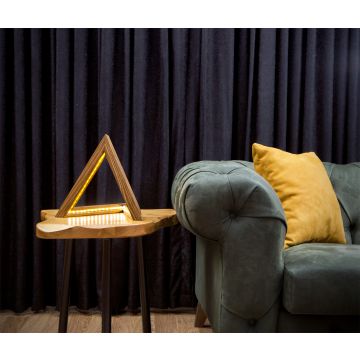 Lampe de table Lustro - Bois d'épicéa fait à la main - éclairée par LED - marron