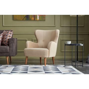 Atelier Del Sofa Wing Chair | Cream Velvet | HORNBEAM Frame