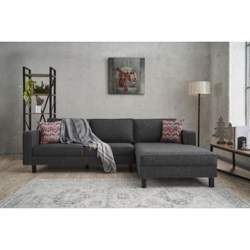 Canapé d'angle confortable et élégant | Structure en bois de hêtre | Tissu 100% polyester/lin