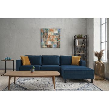 Balcab Home Canapé d'angle | Cadre en bois de hêtre | Tissu en velours bleu