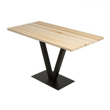 Table de salle à manger moderne en bois de pin avec finition noire argentée