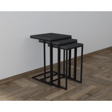 Moderne Nesting Table Set | Woody Fashion | 100% Melamine | 3 Stuks | Zwart Antraciet