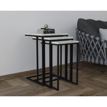 3-Delige Woody Fashion Nesting Table Set - Zwart Kristal".